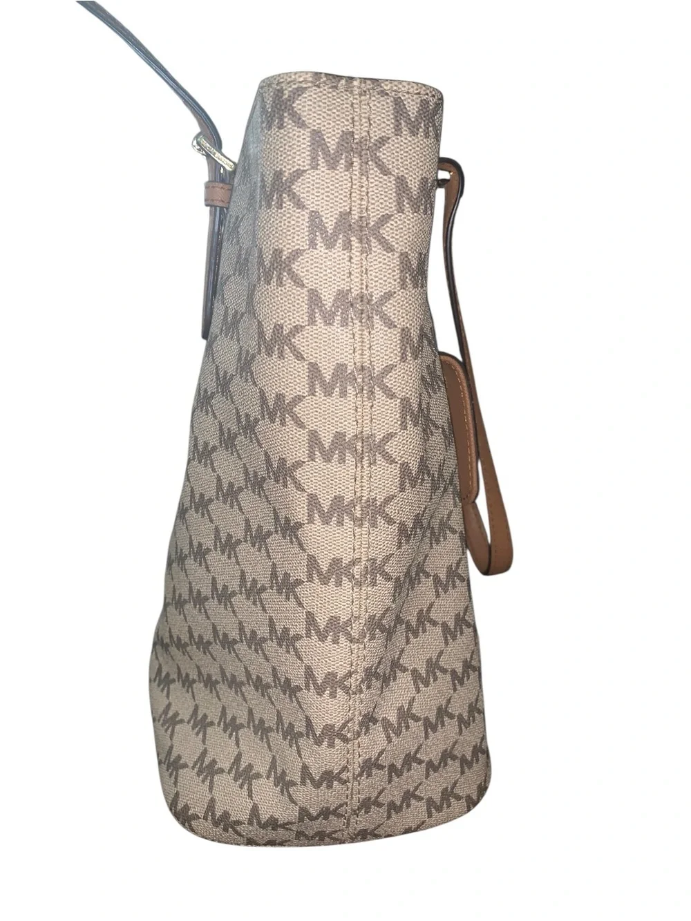 Michael Kors Monogram Tote in Beige and Brown - Picture 5 of 8